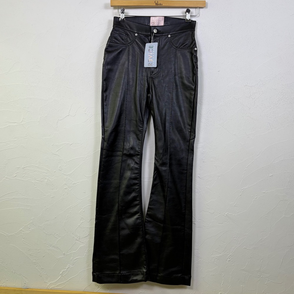 Revice Denim Venus Flares Supernova Pants Womens 28 Black Faux Leather Star Back